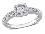 3/8 Carat (ctw H-I, I2-I3) Princess Diamond Engagement Halo Ring in 10K White Gold